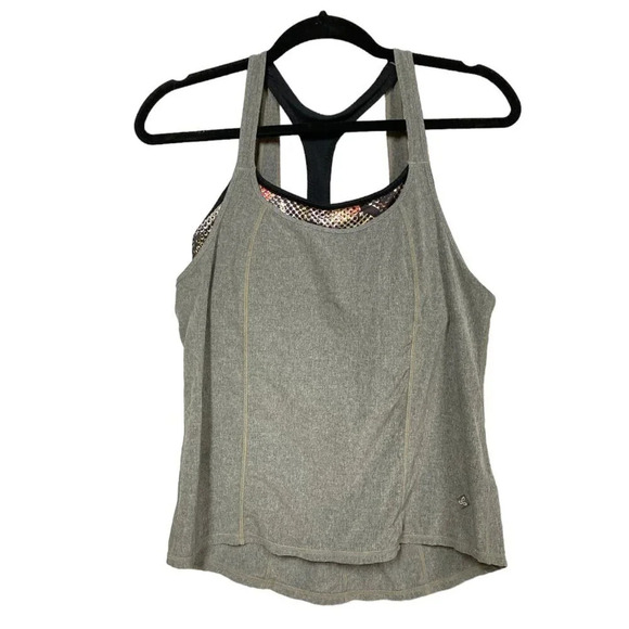 Prana‎ Sway Overlay Tank, Size Small, Gray with Patterned Bra Underneath, Yoga - Picture 2 of 11